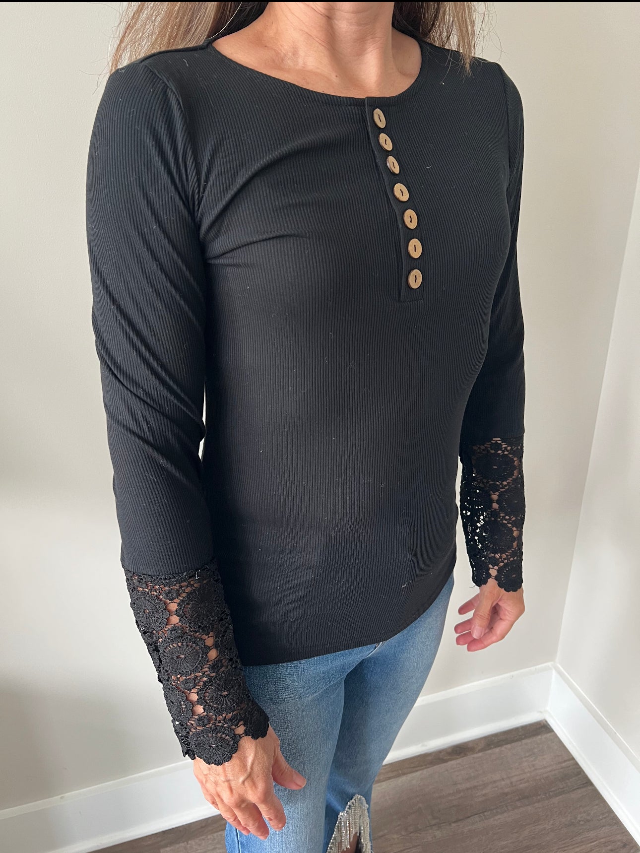 Lace Crochet Sleeves Henley