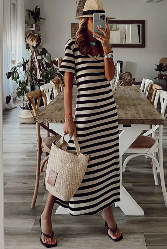 Black Strip Maxi Dress