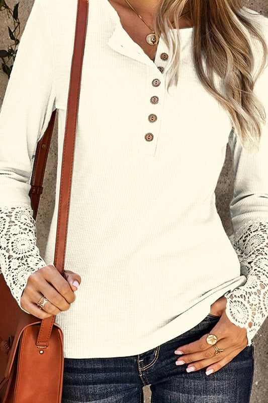 Lace Crochet Sleeves Henley