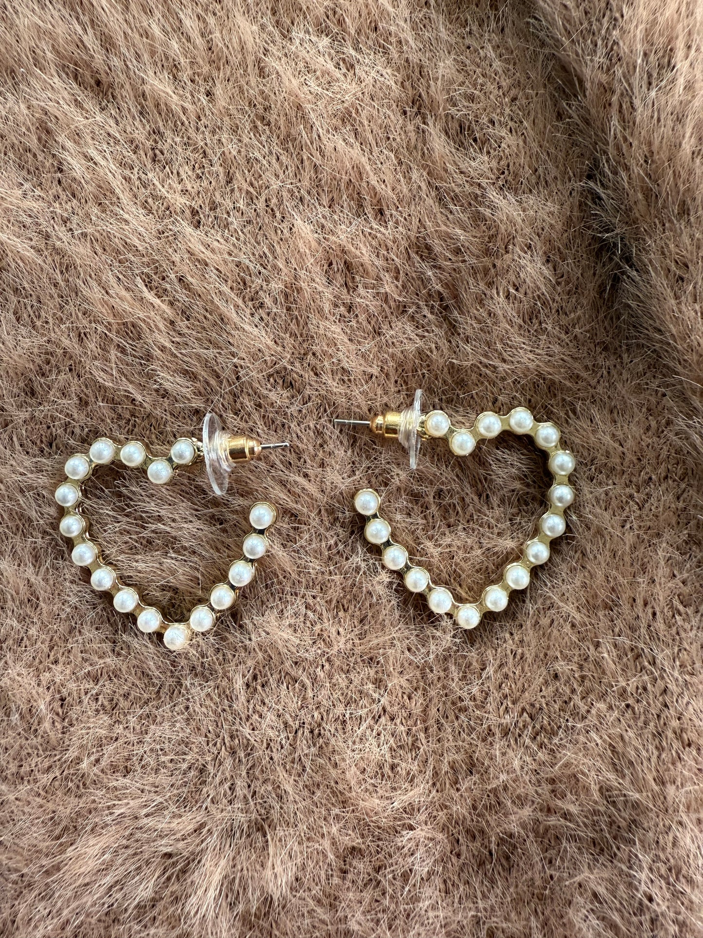 Pearl Heart hoop earrings