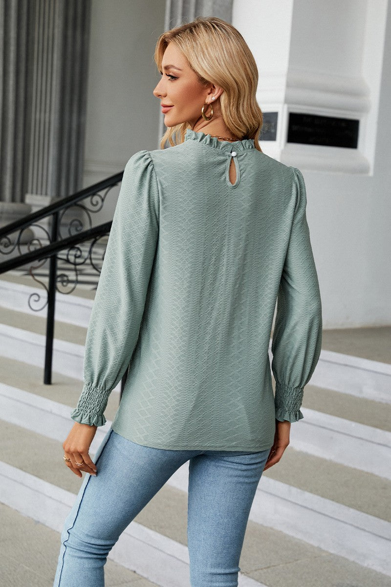 Ruffled High Neck Blouse