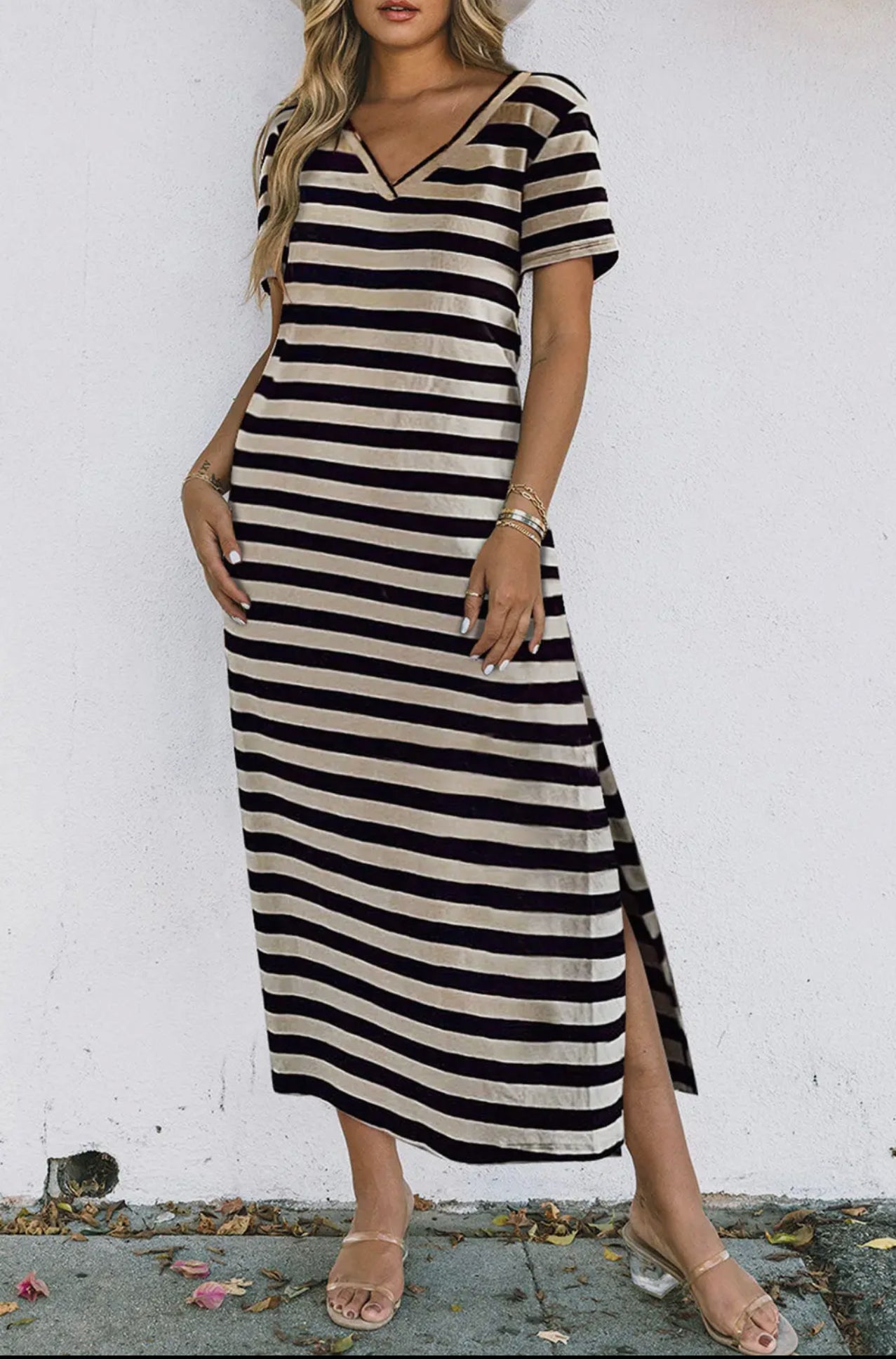 Black Strip Maxi Dress