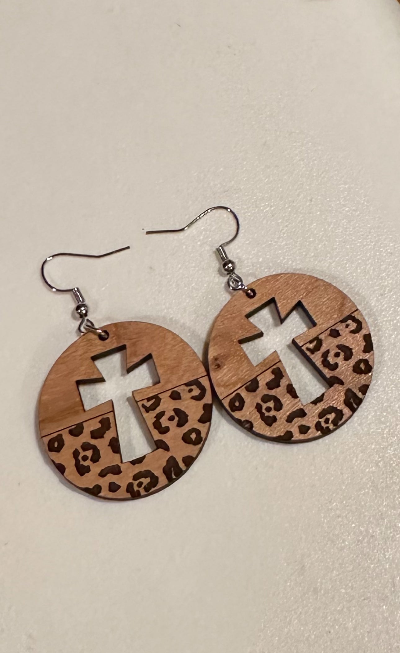 Leopard Cross Earrings