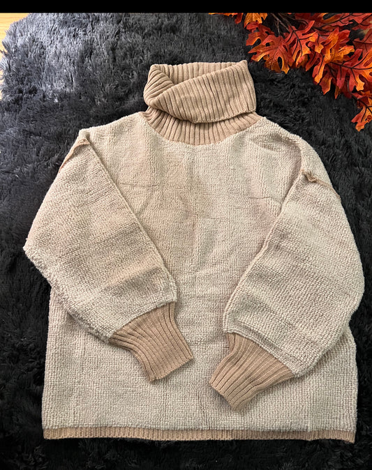 Khaki Turtleneck Sweater