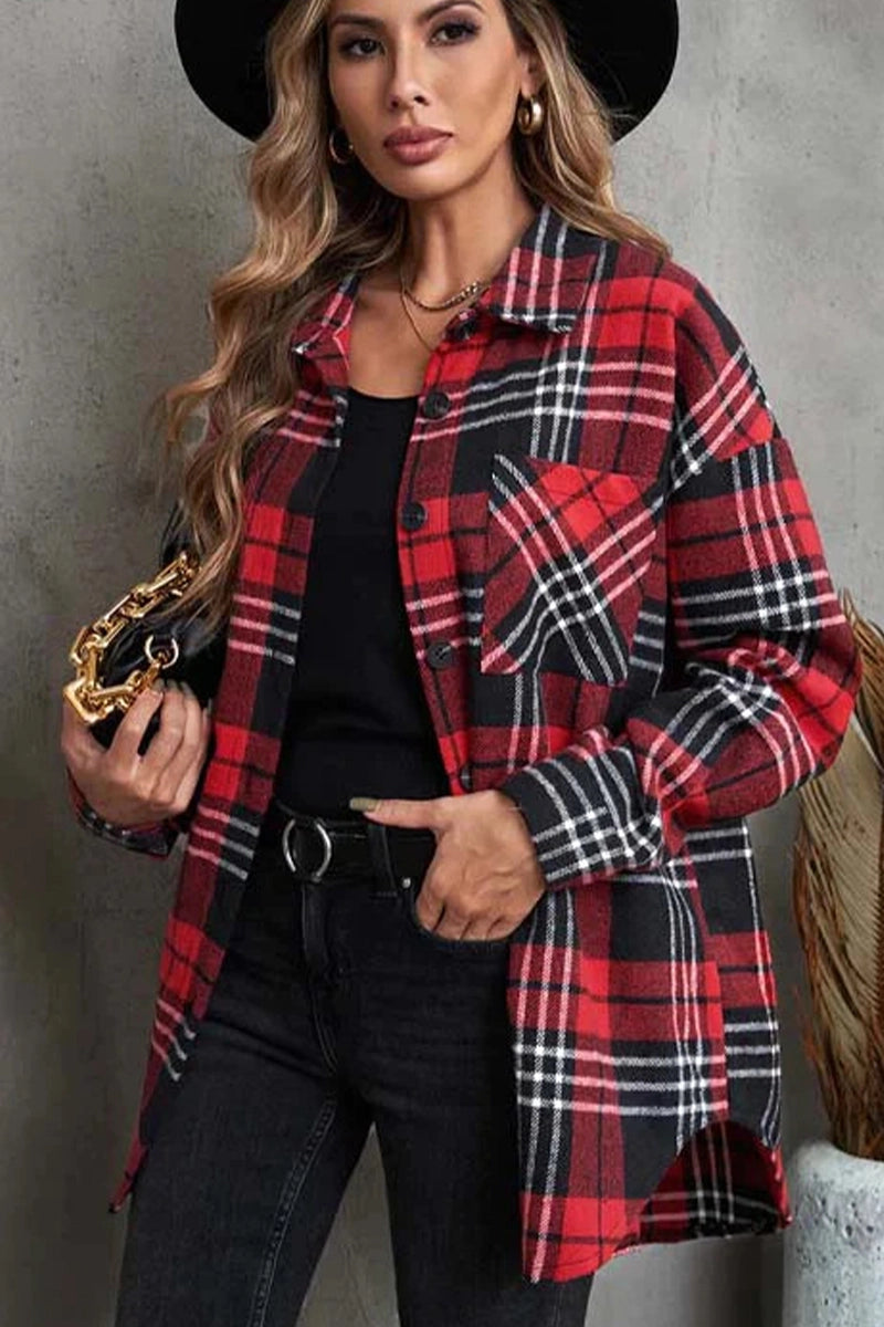 Plaid Pattern Mid Length Jacket