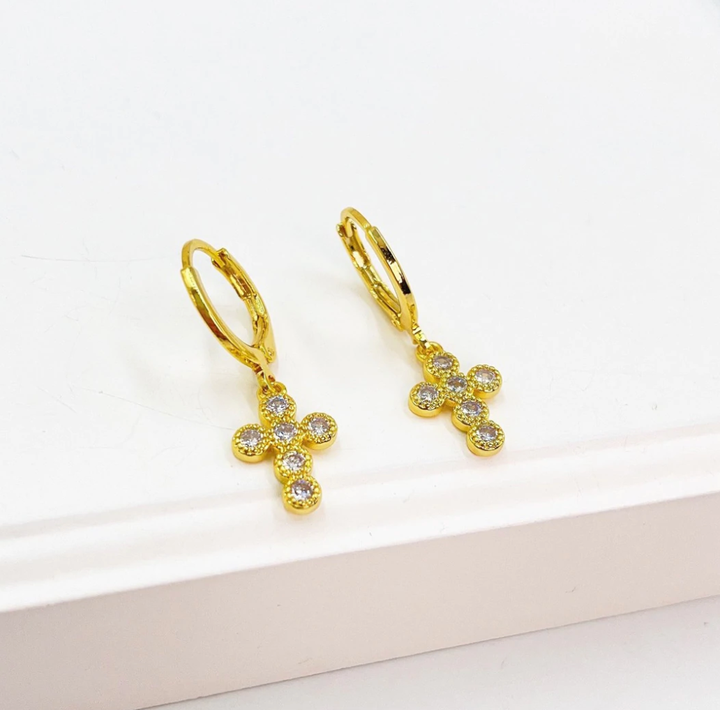 Crystal Cross Earrings